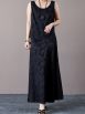 Sleeveless Black Jacquard Maxi Dress - Image 2