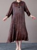 Vintage Brown A-Line Dress with Floral Embellishment - Image 4