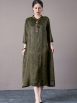 Vintage Brown A-Line Dress with Floral Embellishment - Image 2