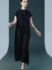 Elegant Black Cap-Sleeve Maxi Dress with Tie Neck - Image 5