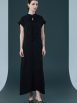 Elegant Black Cap-Sleeve Maxi Dress with Tie Neck - Image 7