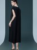 Elegant Black Cap-Sleeve Maxi Dress with Tie Neck - Image 8