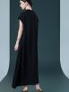 Elegant Black Cap-Sleeve Maxi Dress with Tie Neck - Image 4