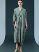 Silver and Beige Leaf Print Kaftan Dress - Image 9