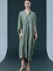 Silver and Beige Leaf Print Kaftan Dress - Image 2