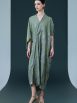 Silver and Beige Leaf Print Kaftan Dress - Image 10