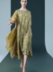 Elegant Geometric Print Midi Dress with Asymmetrical Layers - Image 3