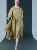 Elegant Geometric Print Midi Dress with Asymmetrical Layers - Image 4