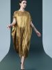Golden Silk Embroidered Midi Kaftan Dress - Image 6