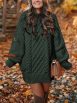 Cozy Cable Knit Long Sleeve Crew Neck Sweater Mini Dress - Image 3
