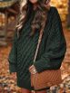 Cozy Cable Knit Long Sleeve Crew Neck Sweater Mini Dress - Image 20