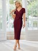 Elegant Deep V Neck Short Sleeve Cocktail Dress with Waist Belt - Image 4