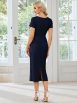 Elegant Deep V Neck Short Sleeve Cocktail Dress with Waist Belt - Image 7