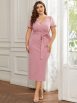 Elegant Deep V Neck Short Sleeve Cocktail Dress with Waist Belt - Image 25