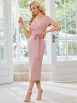 Elegant Deep V Neck Short Sleeve Cocktail Dress with Waist Belt - Image 31