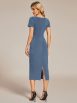 Elegant Deep V Neck Short Sleeve Cocktail Dress with Waist Belt - Image 34