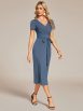 Elegant Deep V Neck Short Sleeve Cocktail Dress with Waist Belt - Image 35
