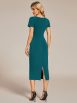 Elegant Deep V Neck Short Sleeve Cocktail Dress with Waist Belt - Image 39