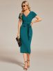 Elegant Deep V Neck Short Sleeve Cocktail Dress with Waist Belt - Image 40
