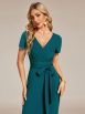 Elegant Deep V Neck Short Sleeve Cocktail Dress with Waist Belt - Image 41
