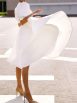 Fashion Solid Puff Mid Sleeve Big Swing Midi Dresses - Image 2