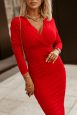 Women's Dresses Solid V-Neck Double-Breasted Skinny Dress - Image 7
