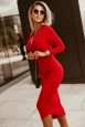 Women's Dresses Solid V-Neck Double-Breasted Skinny Dress - Image 5