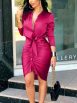 Women's Dresses V-Neck Tie Long Sleeve Solid Shirt Dress - Image 4
