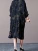 Elegant Black Pleated Maxi Dress with Golden Bamboo Motif - Image 4