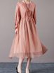 Romantic Blush Pink Floral Midi Dress with Drawstring Waist - Image 2
