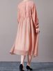 Romantic Blush Pink Floral Midi Dress with Drawstring Waist - Image 4