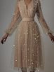 Sequined Mesh V-Neck Tuxedo Dress - Image 4