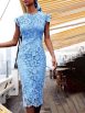 Solid Round Neck Sleeveless Pencil Midi Dresses - Image 4