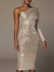 Women's Dresses Fashion Sequined One-Shoulder Wrap-Up Evening Dress - Image 8