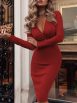 Women's Dresses Deep V-Neck Long Sleeve Skinny Dress - Image 5