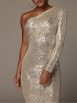 Women's Dresses Fashion Sequined One-Shoulder Wrap-Up Evening Dress - Image 19