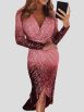 Women's Dresses Gradient Sequined V-Neck Long Sleeve Dress - Image 2