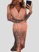 Women's Dresses Gradient Sequined V-Neck Long Sleeve Dress - Image 5
