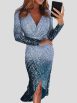 Women's Dresses Gradient Sequined V-Neck Long Sleeve Dress - Image 4