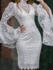 Women's Dresses High Neck Lace Flared Long Sleeve Dress - Image 2