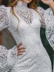 Women's Dresses High Neck Lace Flared Long Sleeve Dress - Image 3
