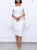 Women's Dresses Square Neck Beaded Cape Twist Slim Dress - Image 3